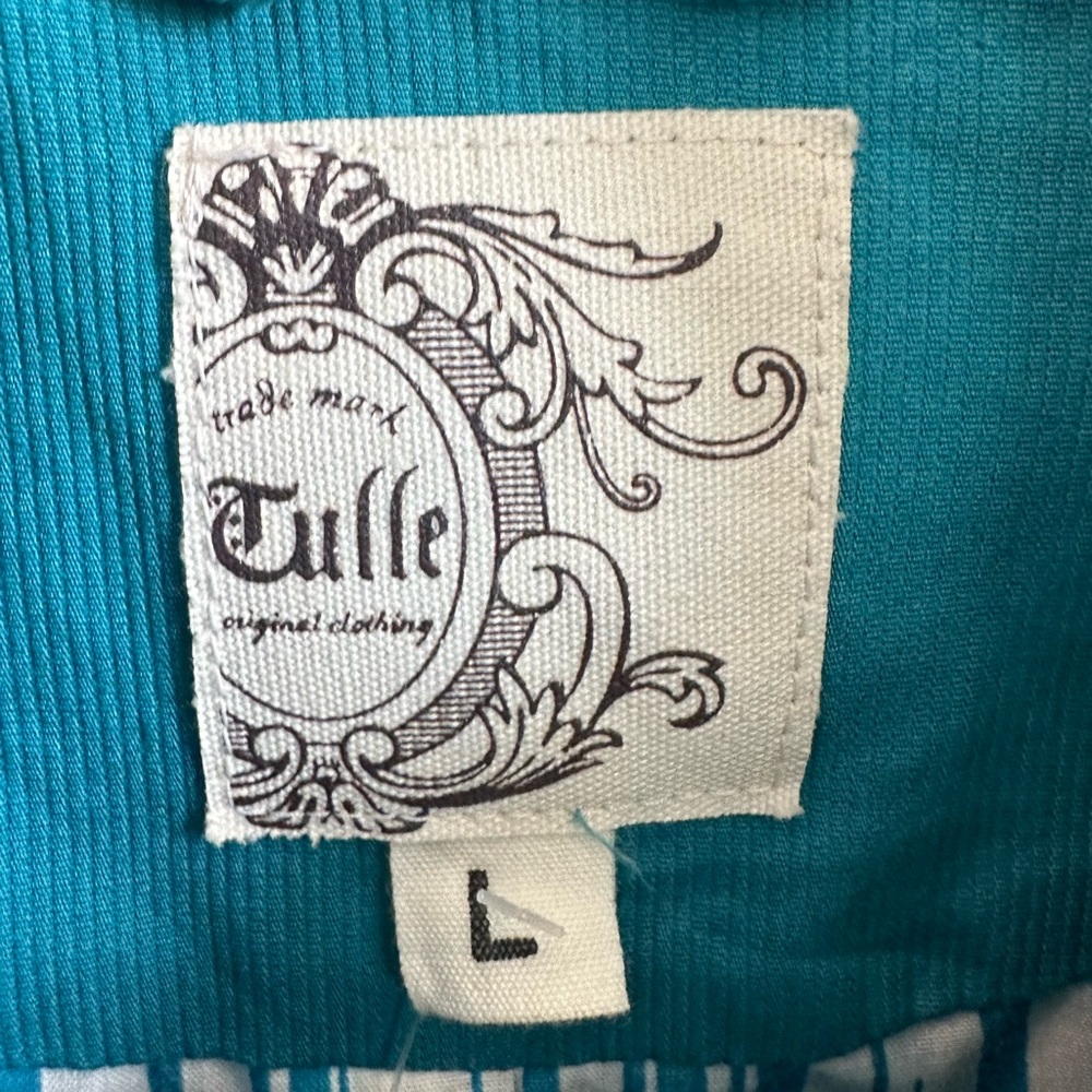 ✨NWT✨ Tulle Corduroy zip up jacket with large collar 3/4 length sleeves size L - Picture 5 of 14
